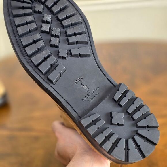 Polo Ralph Lauren MI Lug Lace Apron Boots Italian Suede Men's 11 Ankle Height - Picture 11 of 15